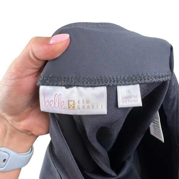 Belle Kim Gravel QVC Gray Faux Leather Front Ponte Knit Pull On Skinny Pants - Picture 7 of 9